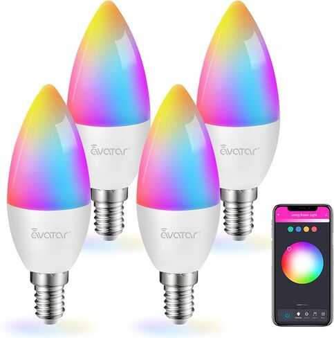 Avatar Controls 4 Pack E12 Smart LED Light Bulb, 5W Alexa Small Base Candelabra Bulbs, Wi-Fi Ceiling Fan Bulbs Color Changing Timer Music Sync, 2700-6500K in Saudi Arabia