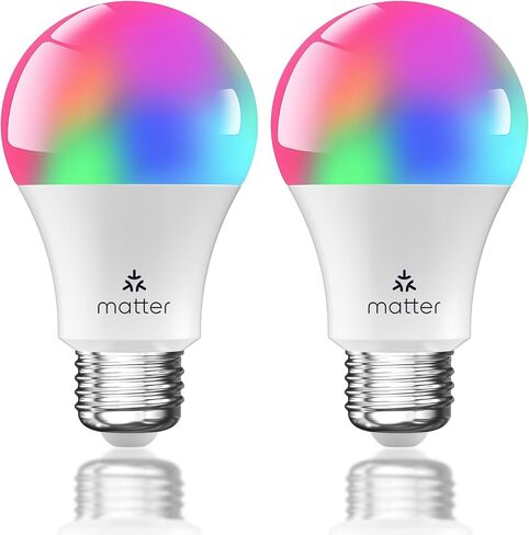 PARTPHONER Matter Smart LED Light Bulb Work with Google Home/Alexa/Apple Home/SmartThings/Siri, A19 E26 800LM Color Changing Light Bulb with Music Sync, Smart Home Integration, 2.4Ghz WiFi 2 Pack in Saudi Arabia