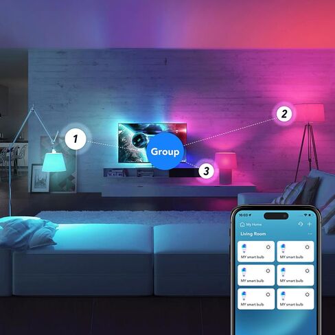 PARTPHONER Matter Smart LED Light Bulb Work with Google Home/Alexa/Apple Home/SmartThings/Siri, A19 E26 800LM Color Changing Light Bulb with Music Sync, Smart Home Integration, 2.4Ghz WiFi 2 Pack in Saudi Arabia