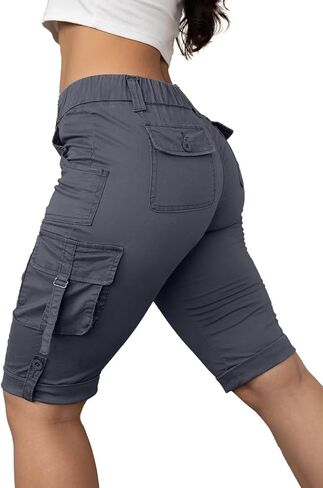 Flamingals Hiking Shorts for Women Flap Pocket Design Bermuda Cargo Shorts 2024 Trendy in Saudi Arabia