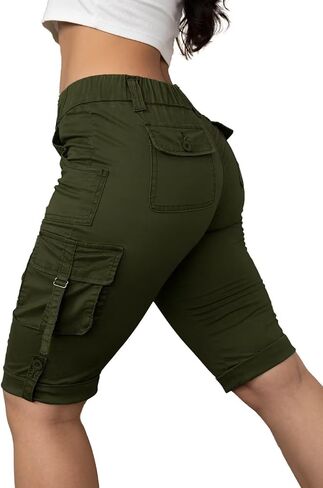 Flamingals Hiking Shorts for Women Flap Pocket Design Bermuda Cargo Shorts 2024 Trendy in Saudi Arabia