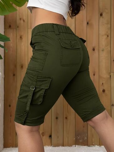 Flamingals Hiking Shorts for Women Flap Pocket Design Bermuda Cargo Shorts 2024 Trendy in Saudi Arabia