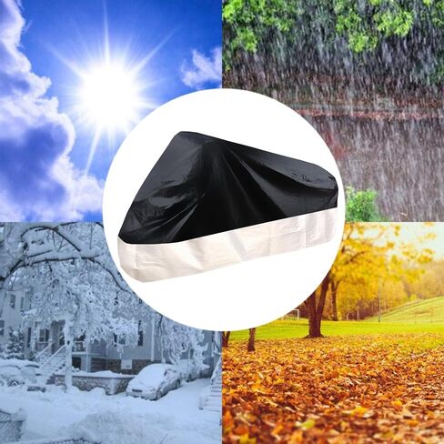 Motorcycle Cover-Motorcycle Covers Waterproof Outdoor Storage,Motorbikes Vehicle Moped Cover Waterproof Outdoor,Fits up to 104" Motors (Black-Silver, XXXL-104 inch) in Kuwait