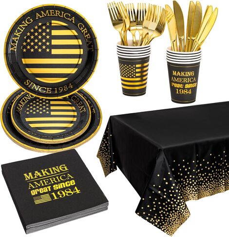 Crisky 40th Birthday Disposable Napkins Black and Gold Dessert Beverage Cocktail Cake Napkins 40th Birthday Decoration Party Supplies for Man Making Great Since 1984, 50 Pack 4.9"x4.9" Folded in Saudi Arabia