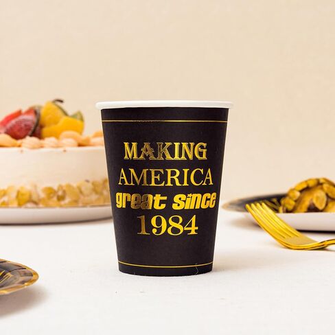 Crisky 40th Birthday Disposable Napkins Black and Gold Dessert Beverage Cocktail Cake Napkins 40th Birthday Decoration Party Supplies for Man Making Great Since 1984, 50 Pack 4.9"x4.9" Folded in Saudi Arabia