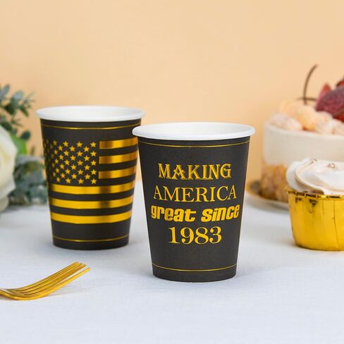 Crisky 40th Birthday Disposable Napkins Black and Gold Dessert Beverage Cocktail Cake Napkins 40th Birthday Decoration Party Supplies for Man Making Great Since 1984, 50 Pack 4.9"x4.9" Folded in Saudi Arabia