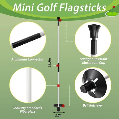 Set of 3 Golf Putting Green Flagstick Flag Stick for Yard Portable Fiberglass 2-Section Golf Pole Pin Flagpole Mini Golf Set for Chipping Greens Practice Golf Course Backyard Indoor Outdoors, 3 Feet in Saudi Arabia