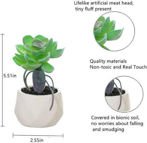 نباتات صناعية ومساحات خضراء في 1 أوعية سيراميك بيضاء، نباتات وهمية صغيرة لديكور المكتب والمكاتب، والحمام، وغرفة النوم، والأرفف للنساء in Kuwait