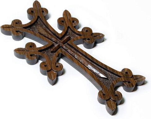 Wooden Wall Cross with Ornaments best Armenian Handmade gift souvenir (brown) in Saudi Arabia