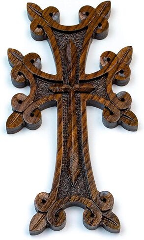 Wooden Wall Cross with Ornaments best Armenian Handmade gift souvenir (brown) in Saudi Arabia