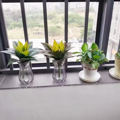 Artificial Agave Plant Artificial Plants Fake Agave Succulent Plant UV Resistant Fake Agave Plants for Home Office Store Decoration (White Green, 2PCS) in Saudi Arabia