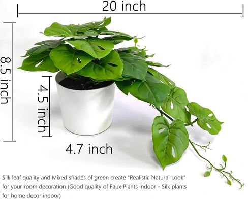 Fake Plants Artificial Plants with Pot 20" Realistic Faux Palm Leaf Plants Artificial Vine Plant Indoor Large Desk Plants for Aesthetic Home Living Room Wall Office Outdoor Decor (Light Green) in Saudi Arabia