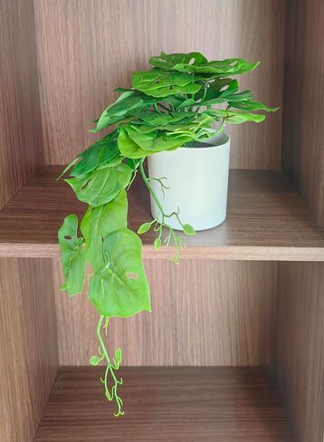 Fake Plants Artificial Plants with Pot 20" Realistic Faux Palm Leaf Plants Artificial Vine Plant Indoor Large Desk Plants for Aesthetic Home Living Room Wall Office Outdoor Decor (Light Green) in Saudi Arabia