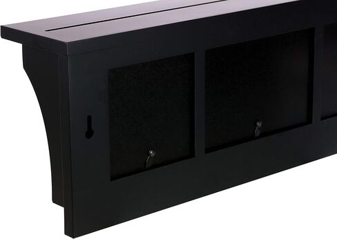 Kiera Grace Riley Floating Modern Wall Mounted Coat Shelf with 3 Metal Hooks for Home, Office, 1Pack, Black in Saudi Arabia