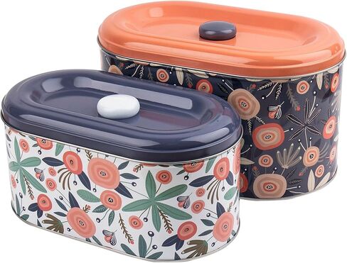 Framendino, 2 Pack Tin Trinket Coin Box Jewelry Storage Containers with Lid for Home Kitchen Decoration 2 Sizes Floret in Saudi Arabia