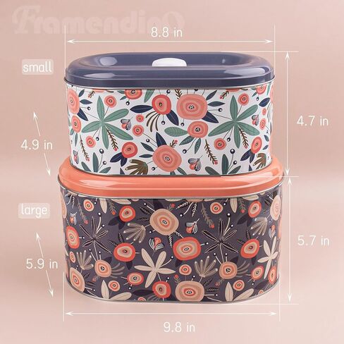 Framendino, 2 Pack Tin Trinket Coin Box Jewelry Storage Containers with Lid for Home Kitchen Decoration 2 Sizes Floret in Saudi Arabia