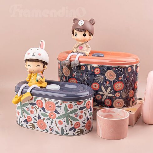 Framendino, 2 Pack Tin Trinket Coin Box Jewelry Storage Containers with Lid for Home Kitchen Decoration 2 Sizes Floret in Saudi Arabia