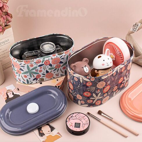 Framendino, 2 Pack Tin Trinket Coin Box Jewelry Storage Containers with Lid for Home Kitchen Decoration 2 Sizes Floret in Saudi Arabia