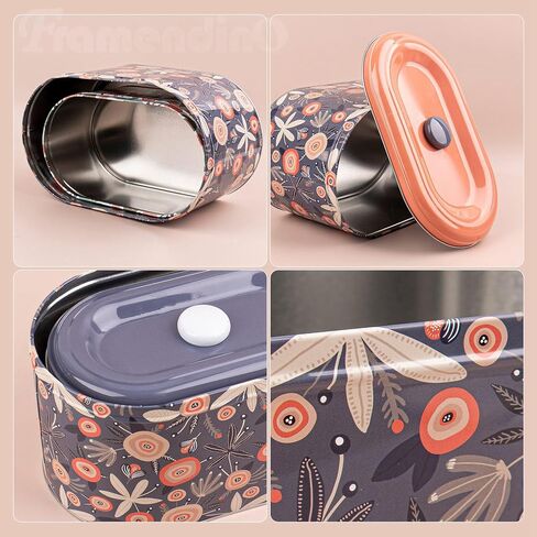 Framendino, 2 Pack Tin Trinket Coin Box Jewelry Storage Containers with Lid for Home Kitchen Decoration 2 Sizes Floret in Saudi Arabia