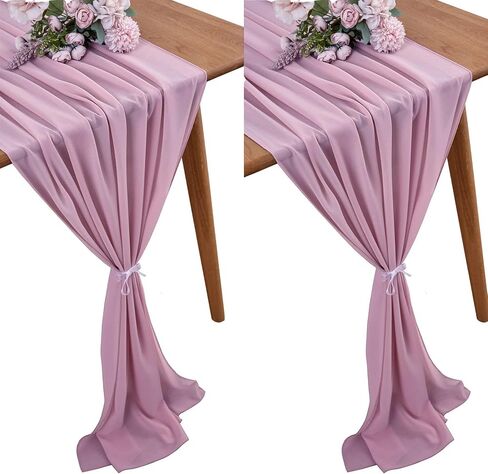 yuhx 2 حزمة مفرش طاولة شيفون بطول 29 × 120 بوصة، مفارش طاولة زفاف باللون الأزرق الفاتح، ديكور زفاف رومانسي وديكورات الحفلات (أزرق فاتح، عبوتان) in Kuwait