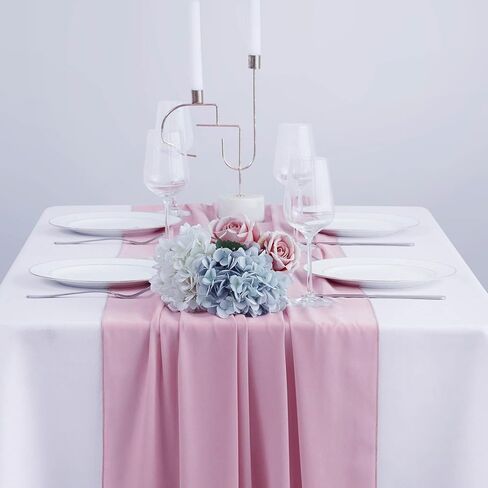 yuhx 2 حزمة مفرش طاولة شيفون بطول 29 × 120 بوصة، مفارش طاولة زفاف باللون الأزرق الفاتح، ديكور زفاف رومانسي وديكورات الحفلات (أزرق فاتح، عبوتان) in Kuwait
