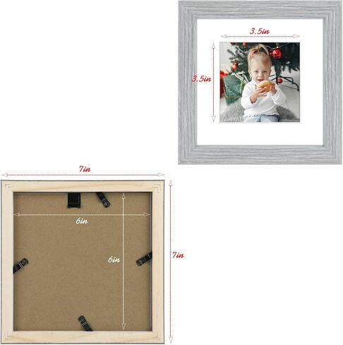 Golden State Art, 6x6 Black Photo Frame-Display Photos 4x4 with White Mat or 6x6 without Mat - Solid Wood, Real Glass, Set of 4 (Wall Display) in Saudi Arabia