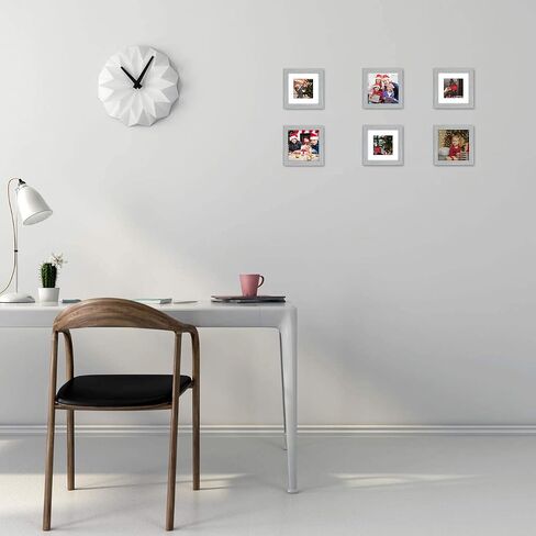 Golden State Art, 6x6 Black Photo Frame-Display Photos 4x4 with White Mat or 6x6 without Mat - Solid Wood, Real Glass, Set of 4 (Wall Display) in Saudi Arabia
