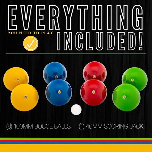 Franklin Sports Bocce Ball Set — 8 Wooden Bocce Balls and 1 Pallino — Beach, Backyard Lawn or Outdoor Party Game - Made in Italy in Saudi Arabia