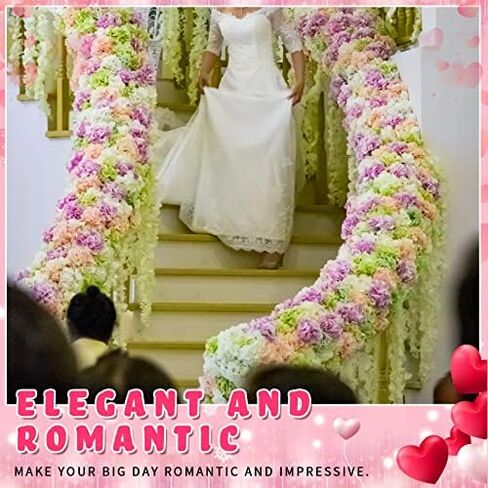 6.5 Feet Wisteria Garland Flower Garlands Faux Wall Flowers Vine Flower Backdrop Flowers Hanging for Wall Arch Garden Home Wedding Decor (Milky White, 60 Packs) in Saudi Arabia