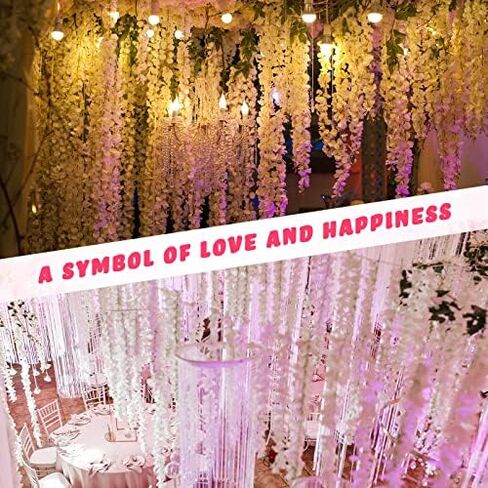 6.5 Feet Wisteria Garland Flower Garlands Faux Wall Flowers Vine Flower Backdrop Flowers Hanging for Wall Arch Garden Home Wedding Decor (Milky White, 60 Packs) in Saudi Arabia