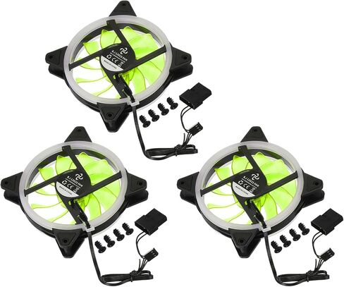MECCANIXITY 3Pcs RGB Computer Case Fan 600-1200RPM 120mm 3-4 Pin Red LED Silent Cooling 15 LED 12V for Desktop Computer Radiators with Rubber Pads 12 Screws in Saudi Arabia