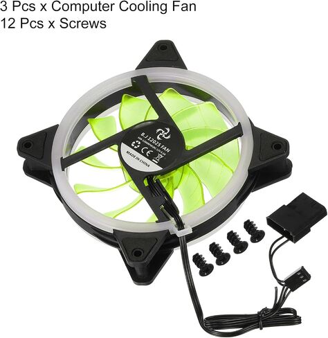 MECCANIXITY 3Pcs RGB Computer Case Fan 600-1200RPM 120mm 3-4 Pin Red LED Silent Cooling 15 LED 12V for Desktop Computer Radiators with Rubber Pads 12 Screws in Saudi Arabia