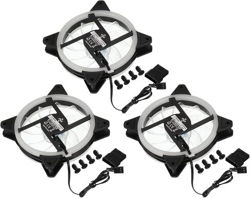 MECCANIXITY 3Pcs RGB Computer Case Fan 600-1200RPM 120mm 3-4 Pin Red LED Silent Cooling 15 LED 12V for Desktop Computer Radiators with Rubber Pads 12 Screws in Saudi Arabia