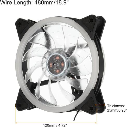 MECCANIXITY 3Pcs RGB Computer Case Fan 600-1200RPM 120mm 3-4 Pin Red LED Silent Cooling 15 LED 12V for Desktop Computer Radiators with Rubber Pads 12 Screws in Saudi Arabia