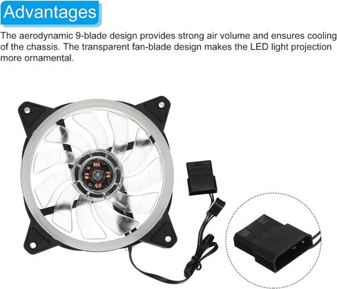 MECCANIXITY 3Pcs RGB Computer Case Fan 600-1200RPM 120mm 3-4 Pin Red LED Silent Cooling 15 LED 12V for Desktop Computer Radiators with Rubber Pads 12 Screws in Saudi Arabia