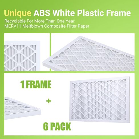 فلتر هواء Housmile 20x20x1، MERV 11، MPR 1000، إطار بلاستيكي أبيض ABS فريد من نوعه، متين وسهل الاستبدال، غبار أساسي نظيف للمعيشة، 6 عبوات (الحجم الدقيق: 19.6 بوصة × 19.6 بوصة × 0.9 بوصة) in Kuwait