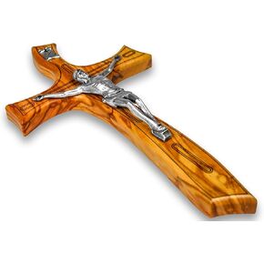 Italian Crucifix | Made of Genuine Olive Wood | Traditional and Contemporary Design | Elegant Flowing Lines to Suit any Decor | Makes an Ideal Housewarming Gift