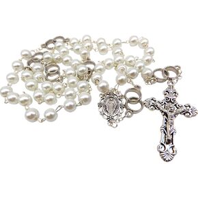 Irish Wedding Rosary Set Glass Beads Metal Holy Trinity Crucifix with Prayer Card Blessing for Marriage in a Protective Case and Drawstring Bag