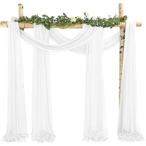 4 لوحات حكيم الأخضر الزفاف قوس اللف النسيج القماش القطني النسيج 35 "x20FT الشاش النسيج قوس الستائر لاستقبال الزفاف مجرد خلفية صورة خلفية الستار المنزلية أو ستارة الباب الخارجي
