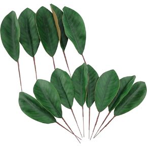 12PCS 7.5in Artificial Magnolia Leaf Fake Green Leaves for Decorate Flower Garland Artificial Magnolia Leaf Stem