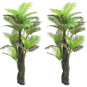 AMERIQUE Pair Gorgeous 6 Feet Multi-Head Tropical Palm Artificial Plant Trees, Real Touch Technology, with UV Protection, Super Quality, Green, 2 (MB5001A6MPK2)