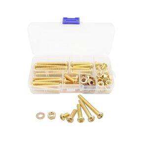 LBY 80pcs M6 Machine Screws(Truss Head), Phillips Pan Head Bolts Nuts Flat Washers, Copper(Yellow)