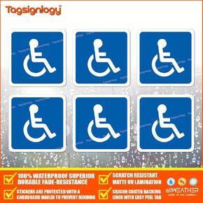 (6 pcs) 2.00" Wheelchair Symbol Handicapped Car Parking Disabled Sign Decals ADA Compliant UV Weatherproof [12-Year Fade-Proof Guarantee] Handicap Accessible Logo Waterproof Vinyl Stickers