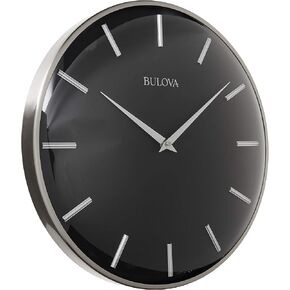 Bulova C4849 Metro Wall Clock, Satin Pewter Finish/Matte Black