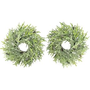AuldHome Artificial Christmas Wreaths (2-Pack, 15-Inch); Evergreen Flocked Greenery with Pinecones for Doors, Stairways and Windows, Indoor/Outdoor