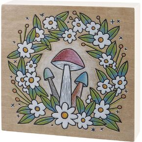 Primitives by Kathy Mushroom Wreath Home Décor Sign