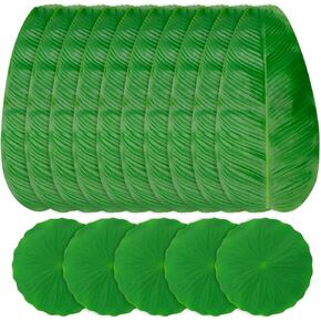 15Pcs Artificial Banana Leaves, Artificial Tropical Leaves for Hawaiian Adventure Theme Party, Wedding, Home Kitchen, Table Decoration