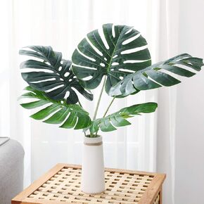 Artificial Leaves Tropical Monstera Leaves Palm Tree Leaf Plant DIY Decorations for Home Kitchen Wedding Party (Monstera Leaves - 5Pcs/Pack)