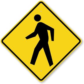 SmartSign 24 x 24 inch Pedestrian Traffic MUTCD-Compliant Metal Sign (Symbol Only), 80 mil Aluminum, 3M Laminated Engineer Grade Reflective Material, Black and Yellow