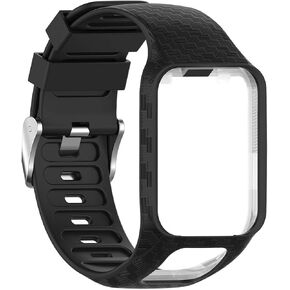 MOTONG for Tomtom Adventurer Band - Silicone Replacement Wrist Band Strap for Tomtom Adventurer/Tomtom Golfer 2/Tomtom Runner 2/3 /Tomtom Spark/Spark 3(Black)